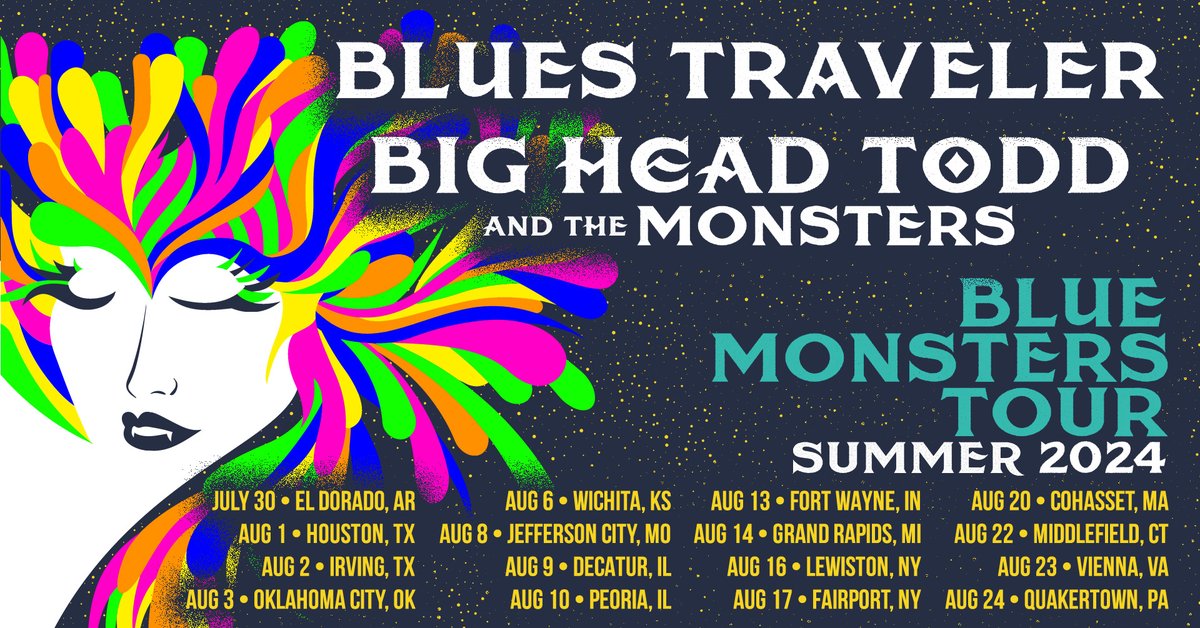 We had so much fun touring with our brothers in @blues_traveler last summer that we just had to do it again! 16 new cities! Artist presale begins Wed at 10am local w/ pw BLUEMONSTERS24 General onsale begins Fri at 10am local except for 8/9 Decatur which goes on sale Thurs at 10am