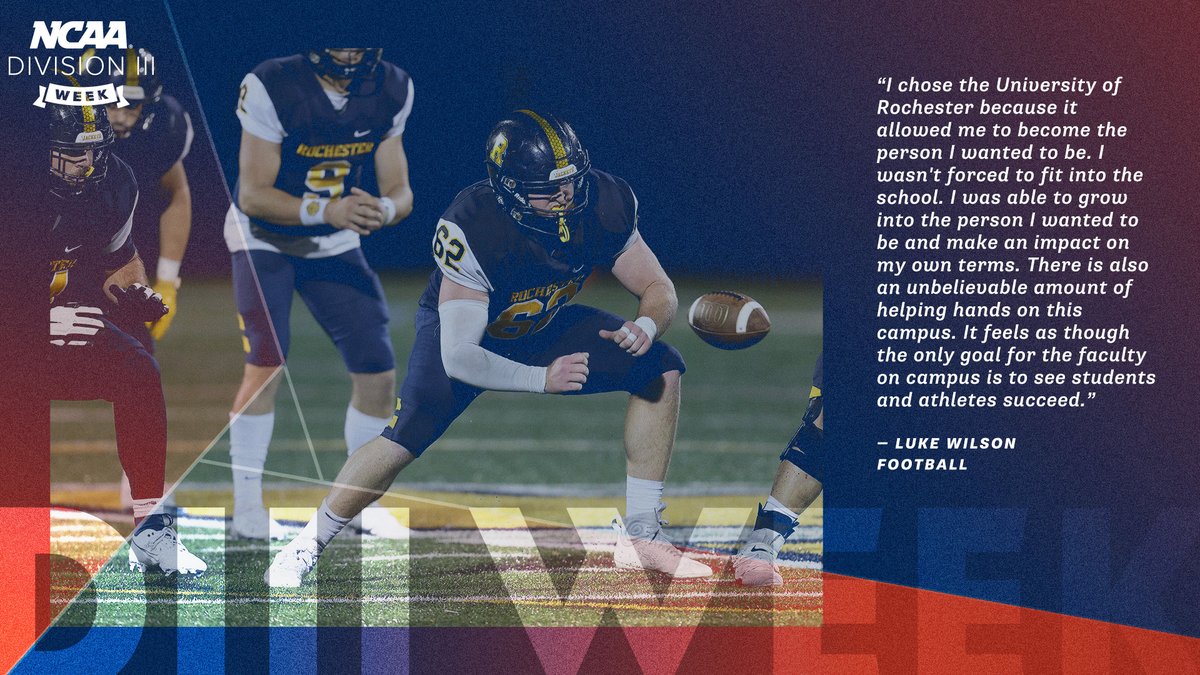 UofRathletics's tweet photo. In celebration of #D3Week, we asked some of our Yellowjacket student-athletes #whyD3 and #whyRochester. Here are some of their responses 👇

#GoJackets // #Meliora https://t.co/9pxAJwKP73