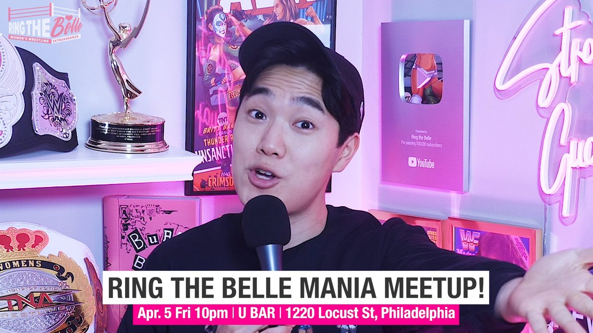 ⭐Ring the Belle x Women's wrestling fans Mania weekend hangout⭐ If you're going to be in Philly this weekend for #WrestleMania come hang out with all the women's wrestling fans this Friday at U BAR (1220 Locust St, Philadelphia) 10pm!