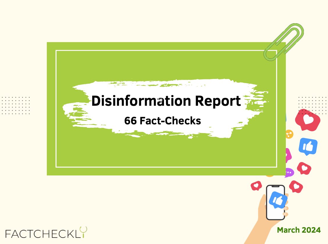 Factcheckly's tweet photo. Marching Through Disinformation: A Visual Journey of 66 Debunked Disinformation Reports! Check out our eye-opening infographic series revealing the facts you need to know! #FactsOverFiction #DisinformationDebunked 1/5 https://t.co/e4xDDc0qQ5