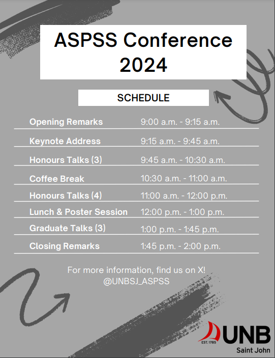 April 12th is coming fast! Here is the schedule of events for our upcoming symposium. Save the date! #ASPSS <a href="/UNB/">UNB</a> <a href="/UNBResearch/">UNB Research</a> <a href="/UNBSJPsych/">UNBSJ Psych</a> <a href="/UNBSGS/">Graduate Studies</a>