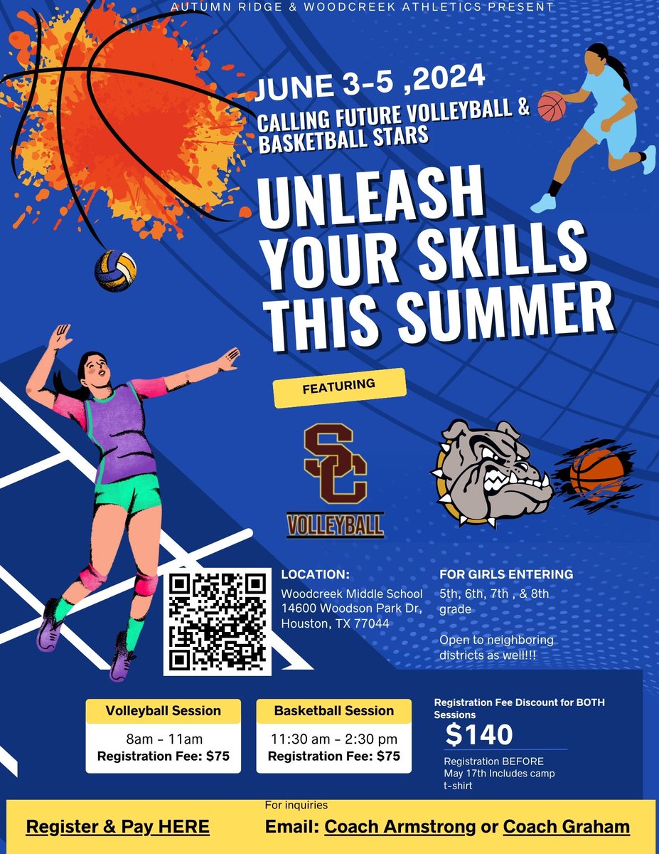 ARLadyGators's tweet photo. Looking for summer camps? Check this out!
@WMSLadyLions @SUMMERCREEKVB @sc_ladyhoops @HumbleISD_ARMS @HumbleISD_Ath https://t.co/Rj3fiAmSza