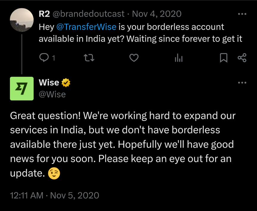 brandedoutcast's tweet photo. @Wise this tweet did not age well

I've many hopes on borderless account but all I get is endless wait for you to launch in India

There's huge market in India for Wise just launch already https://t.co/r0ULuJrNPD