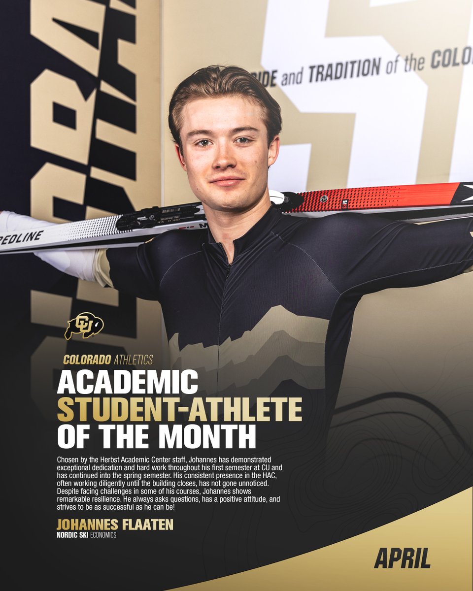 Congratulations to Johannes Flaaten for being selected as one of our Herbst Academic Center student-athletes of the month for April! @cubuffsskiing @cubuffslead @nfoura12 #HACademcis #GoBuffs #STUDENTathlete
