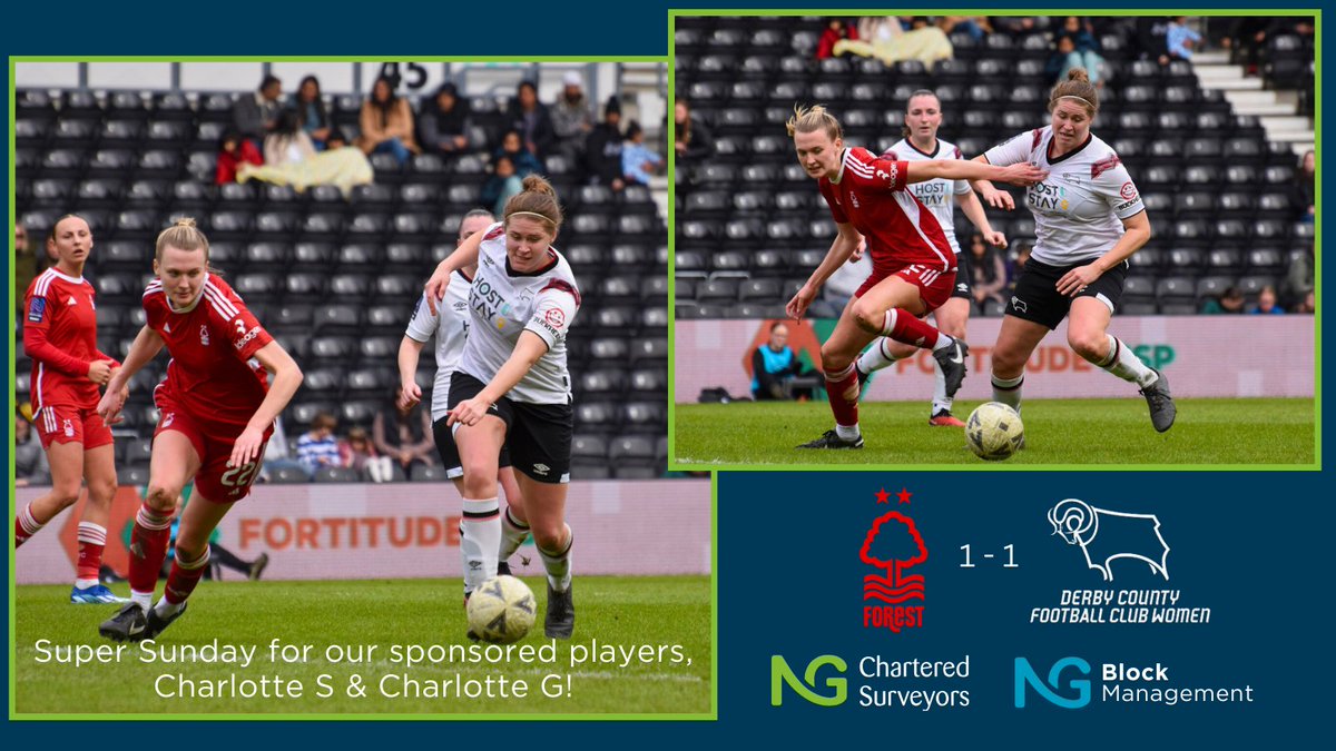 Super Sunday for our sponsored players Charlotte Steggles & Charlotte Greengrass in a head-to-head, stunning local Derby between Nottingham Forest Football Club Women's & Women's Derby County Football Club💥⚽

Read the full story 👉bit.ly/NGSuperSunday 

#ProudtoSupport