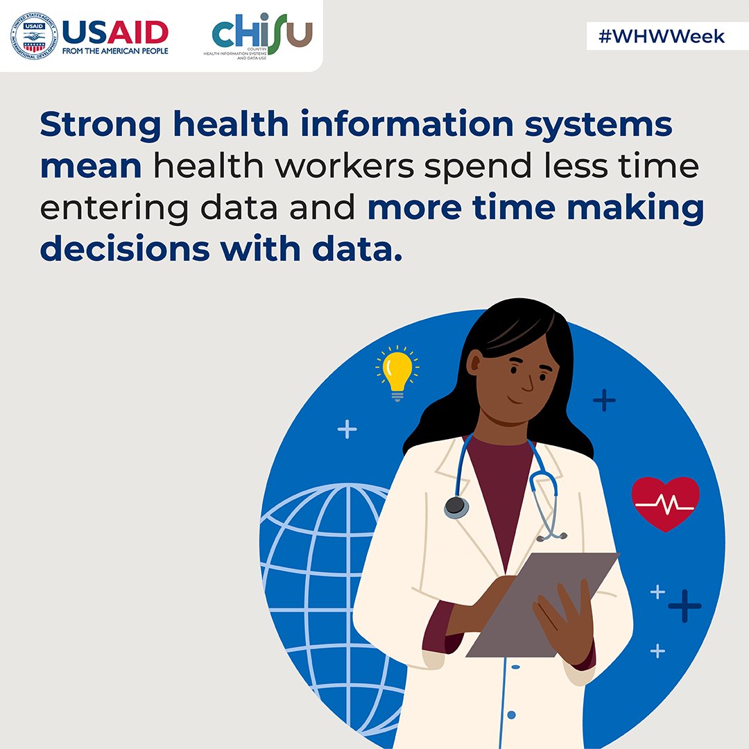 Strong #HealthInformationSystems foster #SafeSupportedHealthWorkers by reducing the time needed for data entry—and providing better information for improved patient care. #WHWWeek