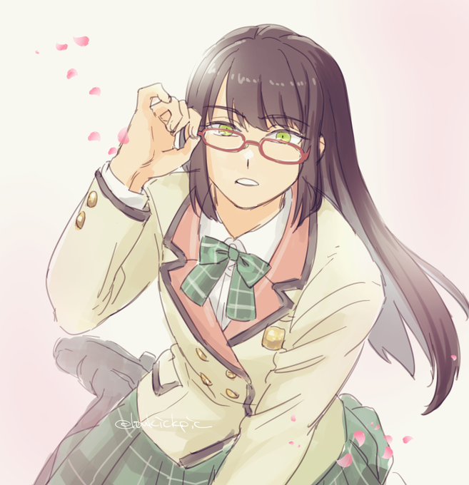 「adjusting eyewear school uniform」 illustration images(Latest)