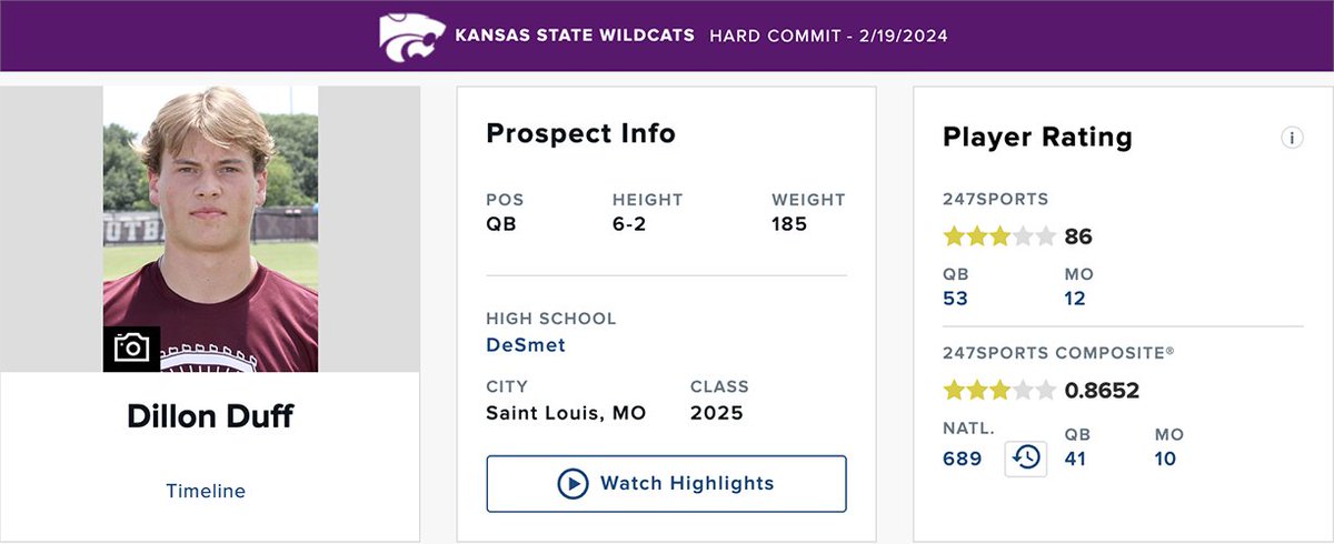 K-State's lone commitment was back on campus today to get a glimpse of spring practice this morning. Only a matter of time before @duff_dillon is joined by future #EMAW25 pledges.