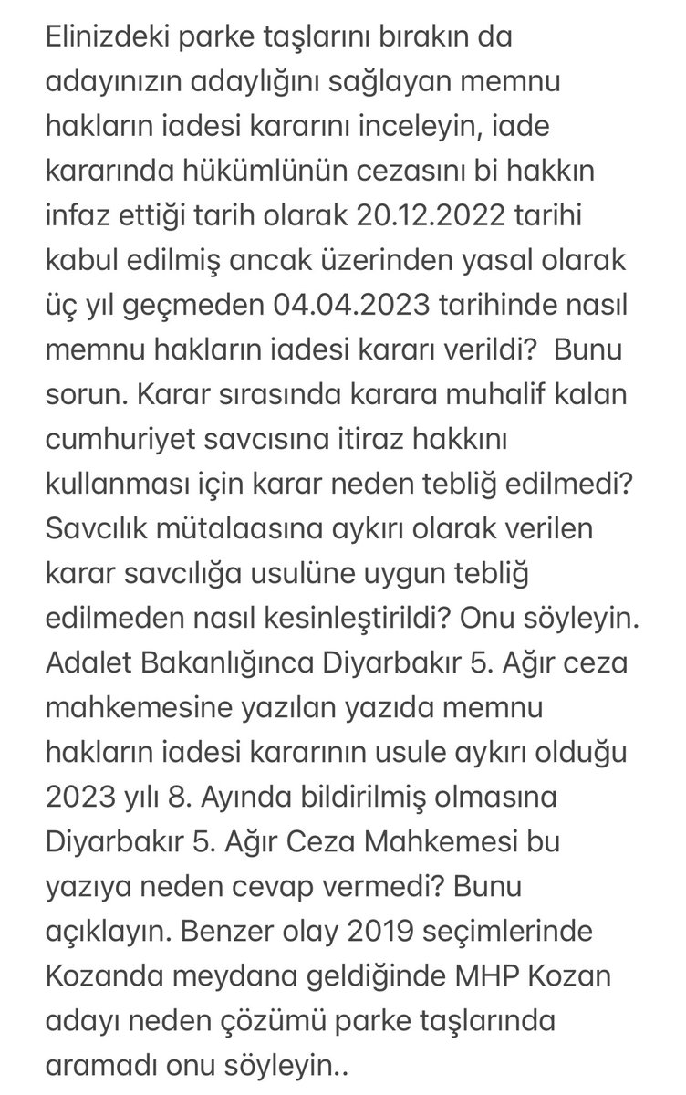 Çözüm parke taşlarında değil, çözüm demokraside, çözüm hukukun üstünlüğünde..