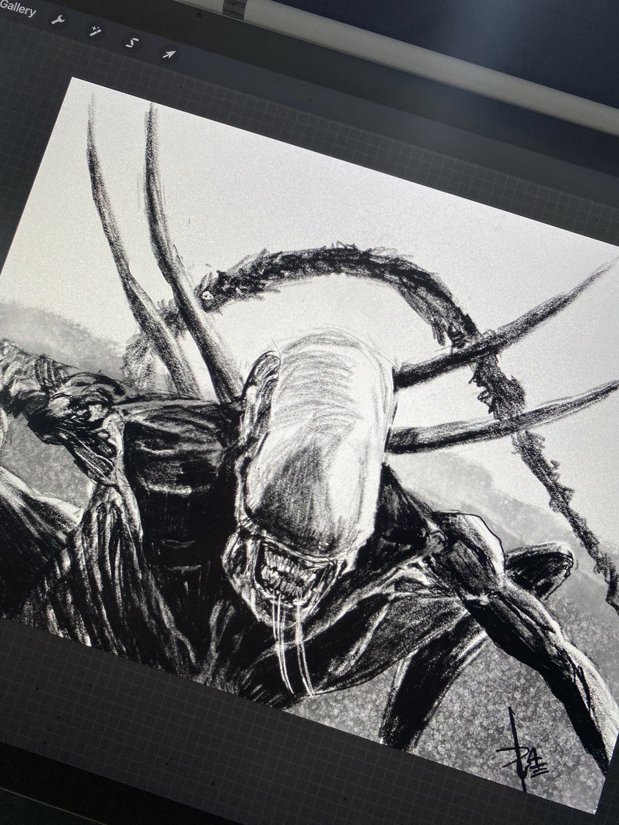 Did this fun little piece before I started on pages this morning. #alien #aliens #xenomorph #aliencovenant #prometheus #hrgiger #art #artwork #draw #drawing #df3ink #warmup #wip #doodle #illustration #alienromulus2024