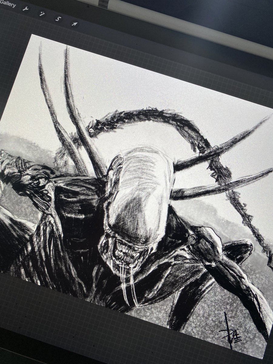 DF3Ink's tweet photo. Did this fun little piece before I started on pages this morning.
#alien #aliens #xenomorph #aliencovenant #prometheus #hrgiger #art #artwork #draw #drawing #df3ink #warmup #wip #doodle #illustration #alienromulus2024 https://t.co/qDluyj5JUp