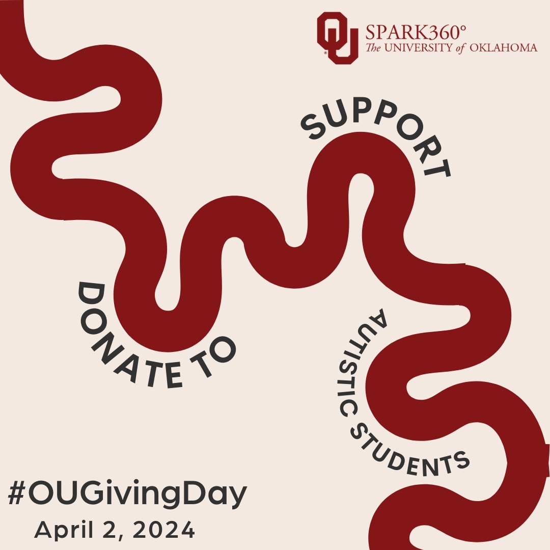 spark360_OU's tweet photo. Donate to SPARK360 on #OUGivingDay: 
1. https://t.co/XAcbdYHoaN
2. Other Funds
3. Search "Other"
4.  "Other fund not listed (please specify)"
5. SPARK360
#inclusiveou #boomersooner #AutismSupport #FullCircleSupport #thankyou @oueducation @OU_foundation_ @ZarrowInstitute https://t.co/p9gZPuEHCv