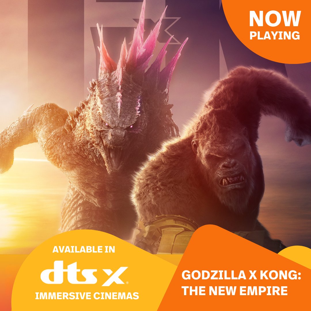 Witness a monster of a team up in #GodzillaXKongTheNewEmpire, now playing in DTS:X immersive cinemas for a truly epic audio experience.