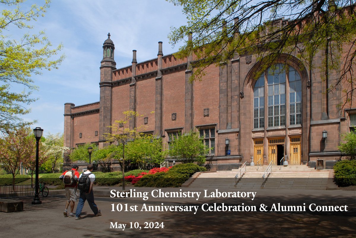 Alumni, you’re invited back to the Sterling Chemistry Lab to celebrate its centenary on May 10. Historical and research talks, facilities tours, student posters, dinner, and more. Optional activities: 5/9 & 11. See program, register, and book your hotel at bit.ly/SCLcelebrate