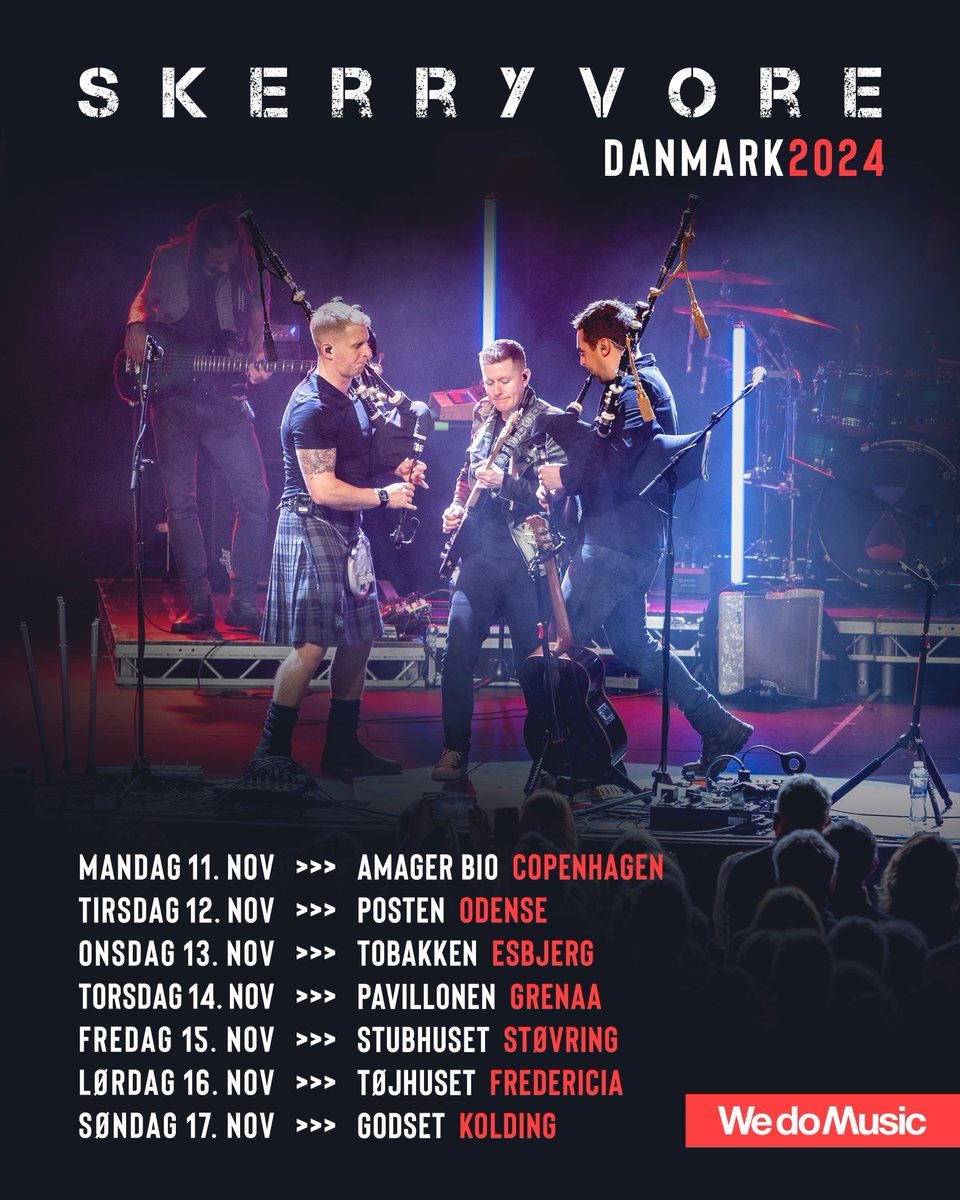 Denmark... we're coming back!!! 🇩🇰 Can't wait for all of this in November, but we'll see you at @TonderFestival before then ❤️ TICKETS ON SALE NOW 👉 skerryvore.com/tour/