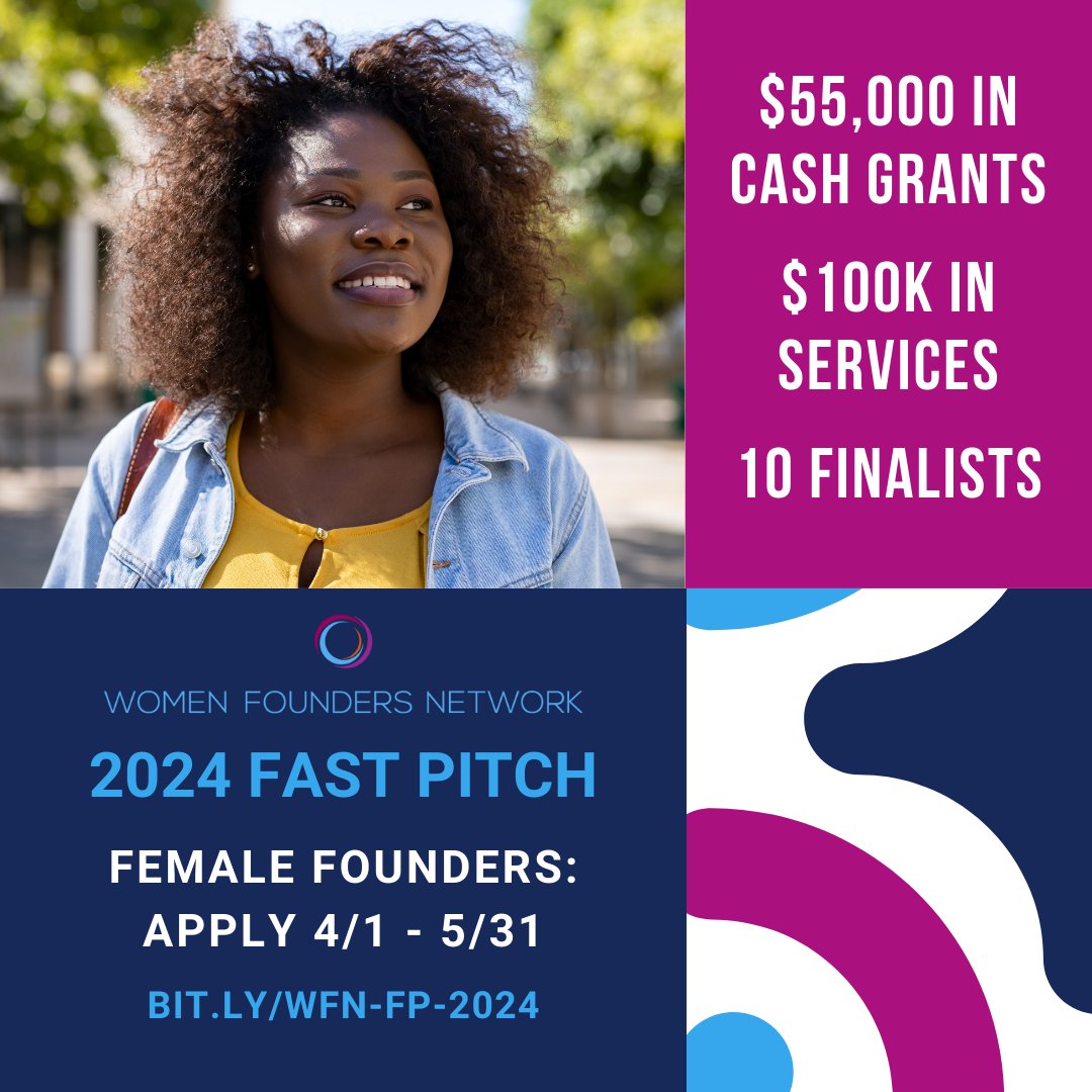 WFN Fast Pitch Applications Are Now Open! Apply by 5/31/24. Don't miss your chance to win cash and services! Learn more &amp; apply at bit.ly/wfn-fp-2024
#fastpitch #pitchcompetition #startup #earlystage #earlystagestartup #femalefounder #womanfounder #femaleentrepreneur