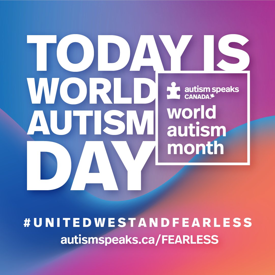 Today's World Autism Day - a day to FEARLESSLY celebrate & embrace autistic people. United we stand, stronger in numbers. We need you to be fearless & stand with us alongside the autism community. 3x your impact autismspeaks.ca/Donate #WorldAutismMonth#WAM#UnitedWeStandFearless