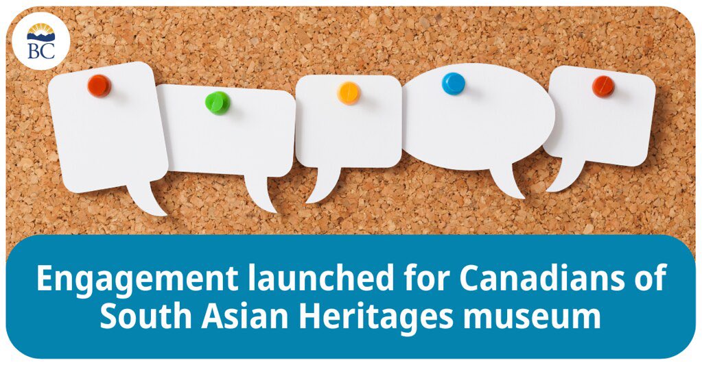 Big news 🗞️! Today, we are launching a new phase of public engagement for the first-of-its-kind cultural museum celebrating Canadians of #SouthAsianHeritages New website ➡️engage.gov.bc.ca/southasiancana… (1/2) 🧵