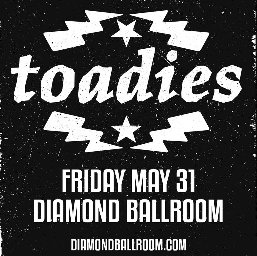 Toadies (Official) (@thetoadies) on Twitter photo New show announcement. <a href="/DiamondBallroom/">Diamond Ballroom</a> we're coming your way on May 31st. Tix on sale Friday. New show announcement. <a href="/DiamondBallroom/">Diamond Ballroom</a> we're coming your way on May 31st. Tix on sale Friday.