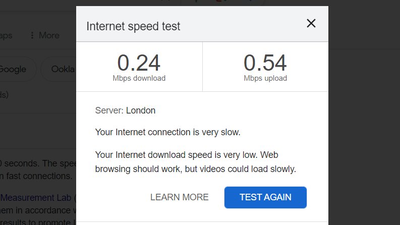 Come to @ThreeUK , 5g superfast broadband, they said. Admittedly, it mostly doesn't give us too much trouble, but there are so many outages, and this kind of speed doesn't qualify as 'superfast' in any language. DY10. Complaining is too difficult, so we just put up with it.