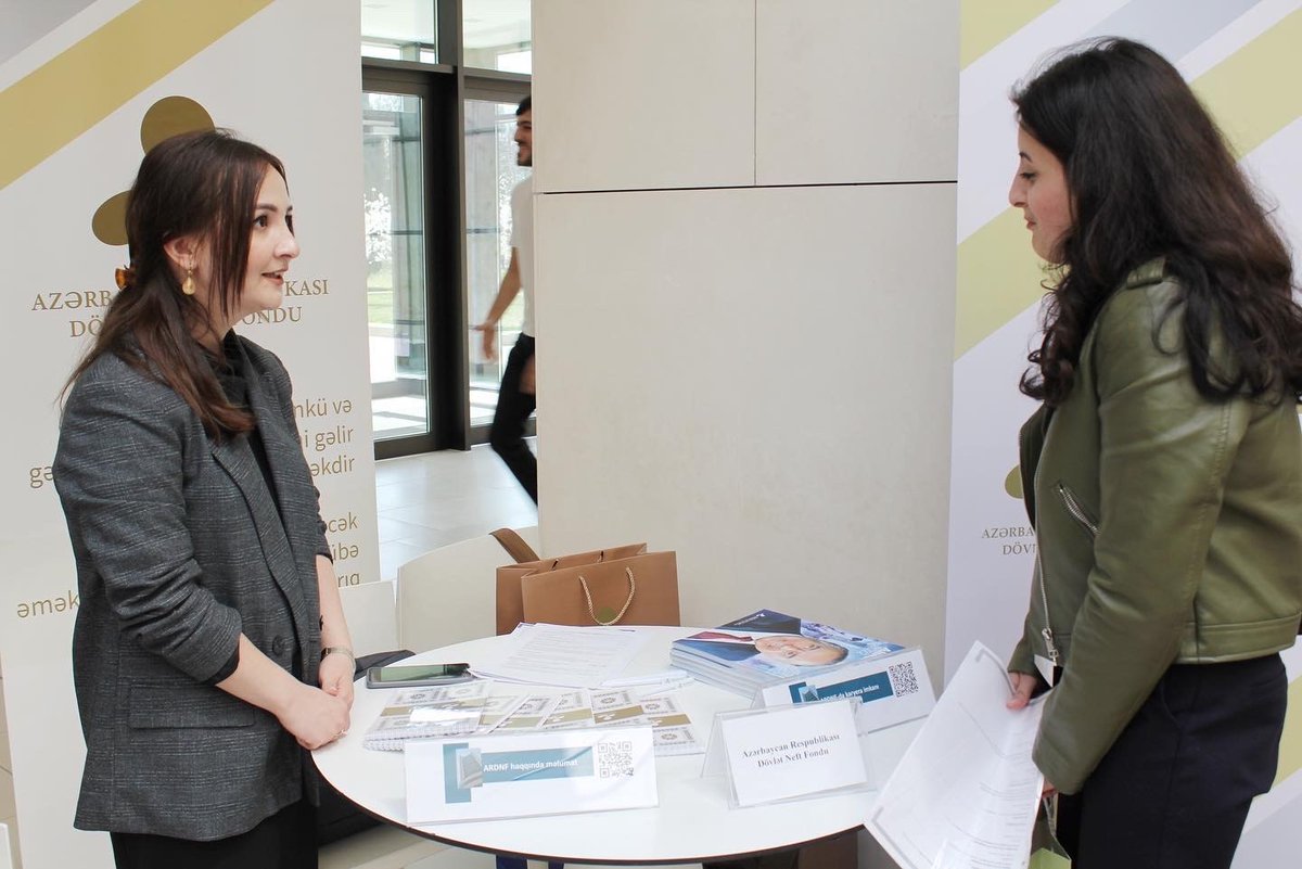 SOFAZOfficial's tweet photo. On April 2nd, 2024, the delegation from #SOFAZ participated in a meeting with graduates of the State Program and took part in the inaugural Career Fair.

For more information: https://t.co/ndqvbJcZBn 

#careerfair #stateprogram #ADA https://t.co/3jAlu7pbyr