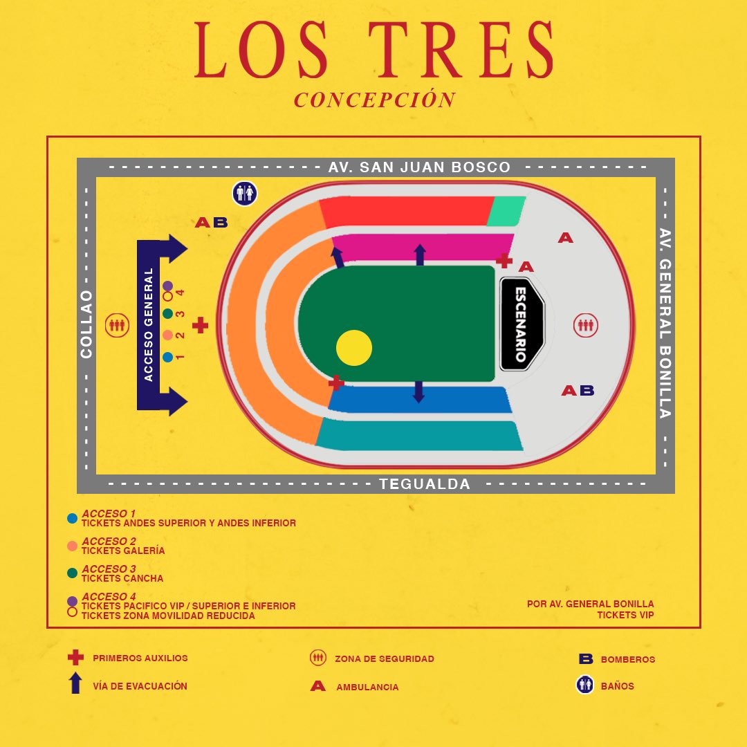 lostres's tweet photo. ¡Atención Concepcion, información importante! 
Aquí encontraran los horarios, mapa de accesos y recomendaciones generales para el muy esperado primer concierto de la REVUELTA de este sábado 6 en el estadio Ester Roa. https://t.co/7rRNh300Ys