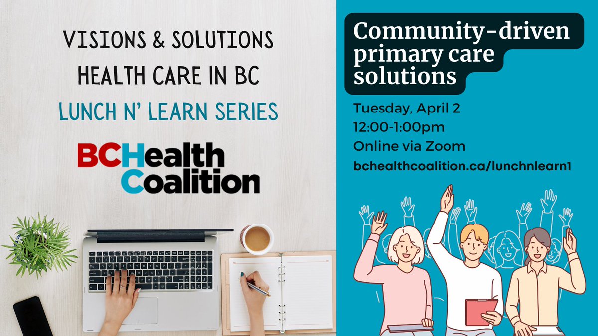 No plans for lunch? Join us for a deep-dive into community-driven primary care solutions with <a href="/tara_kiran/">Tara Kiran</a>, <a href="/BCACHC/">BCACHC</a>, <a href="/REACHCHC/">REACH Community Health Centre</a>, and <a href="/UMHealthCoop/">Umbrella Health Coop</a>. TODAY at 12pm PT. 

Register: us02web.zoom.us/meeting/regist…