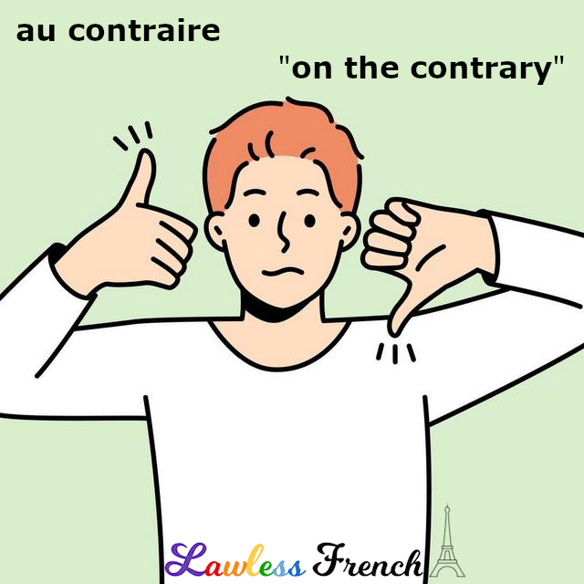 LawlessFrench's tweet photo. Some #French expressions have multiple meanings. But it's quite the opposite with au contraire: https://t.co/EVMvqJymYE

#frenchteacher #learnfrench #LawlessFrench https://t.co/FDzcmVa9Dx