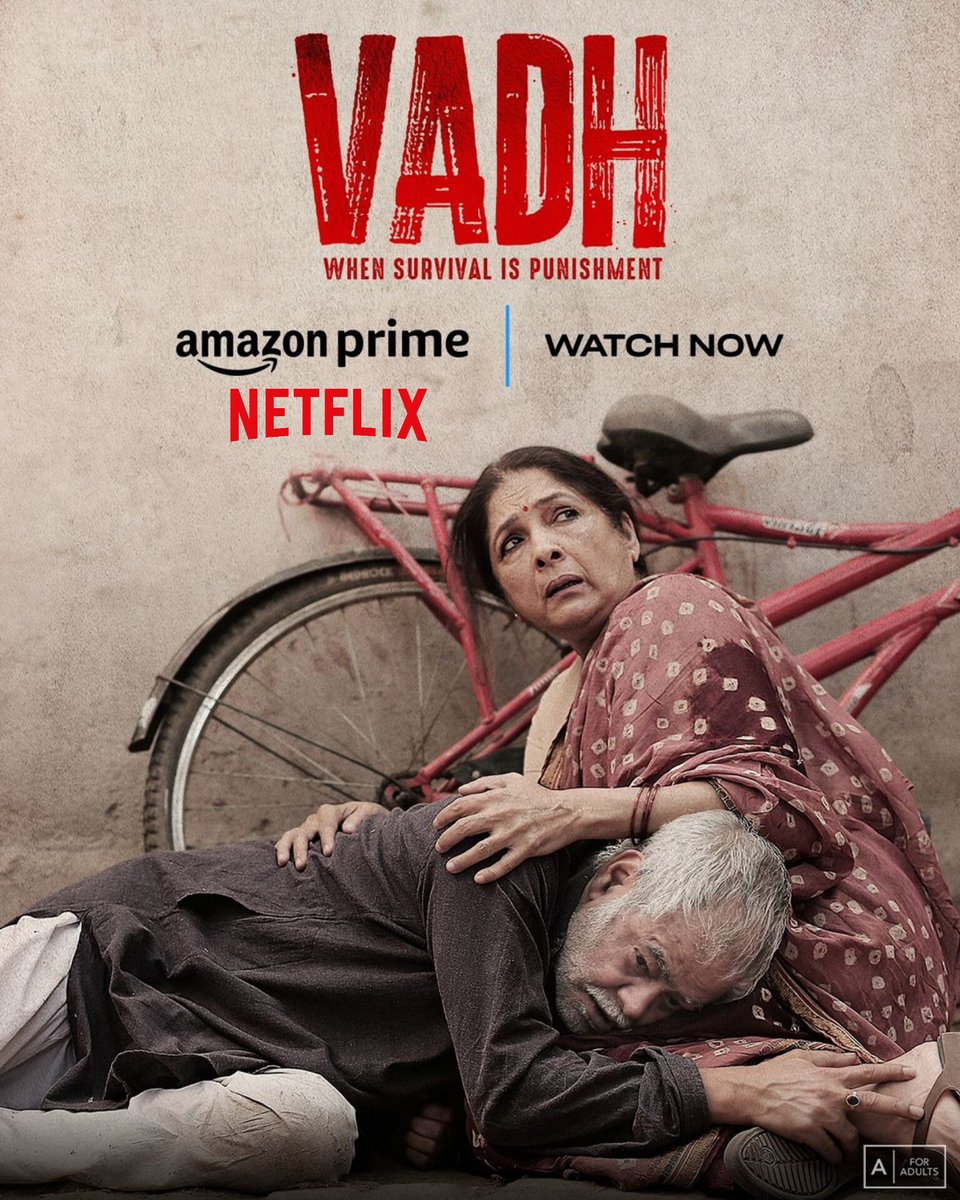 Film #Vadh Now Available On #PrimeVideo & #Netflix.
Starring: #SanjayMishra, #NeenaGupta, #ManavVij, #SaurabhSachdeva, #SumitGulati, #NadeemKhan, #JaspalSinghSandhu & More.
Directed By #JaspalSinghSandhu & #RajeevBarnwal.
#VadhOnPrime #VadhOnNetflix #OTTUpdates #OTTFilm #MovieSpy