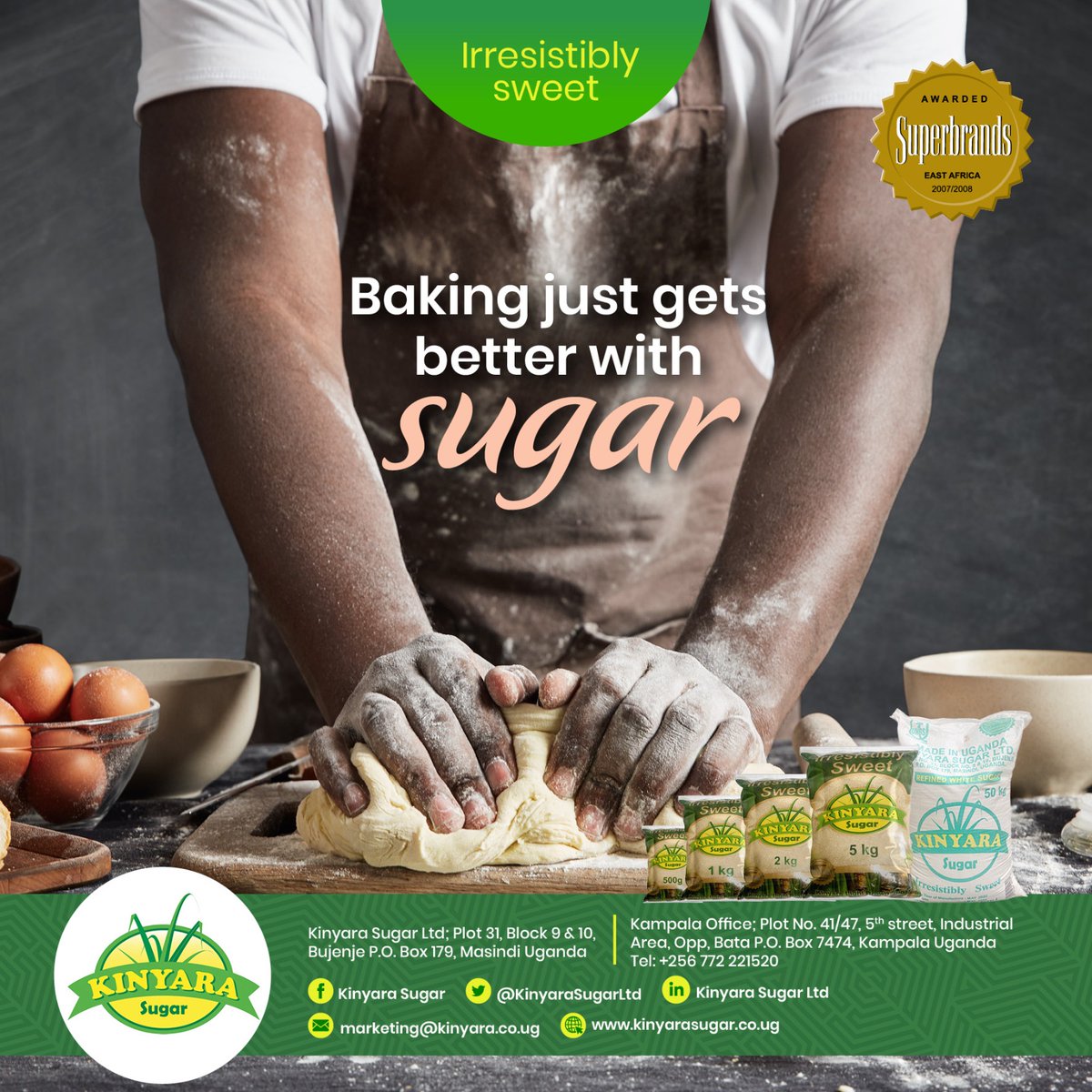 It's just fit for confectioners to use. Kinyara Sugar made in Masindi by @KinyaraSugarLtd is simply #IrresistiblySweet #WeAreKinyaraSugar #KinyaraSugarLtd