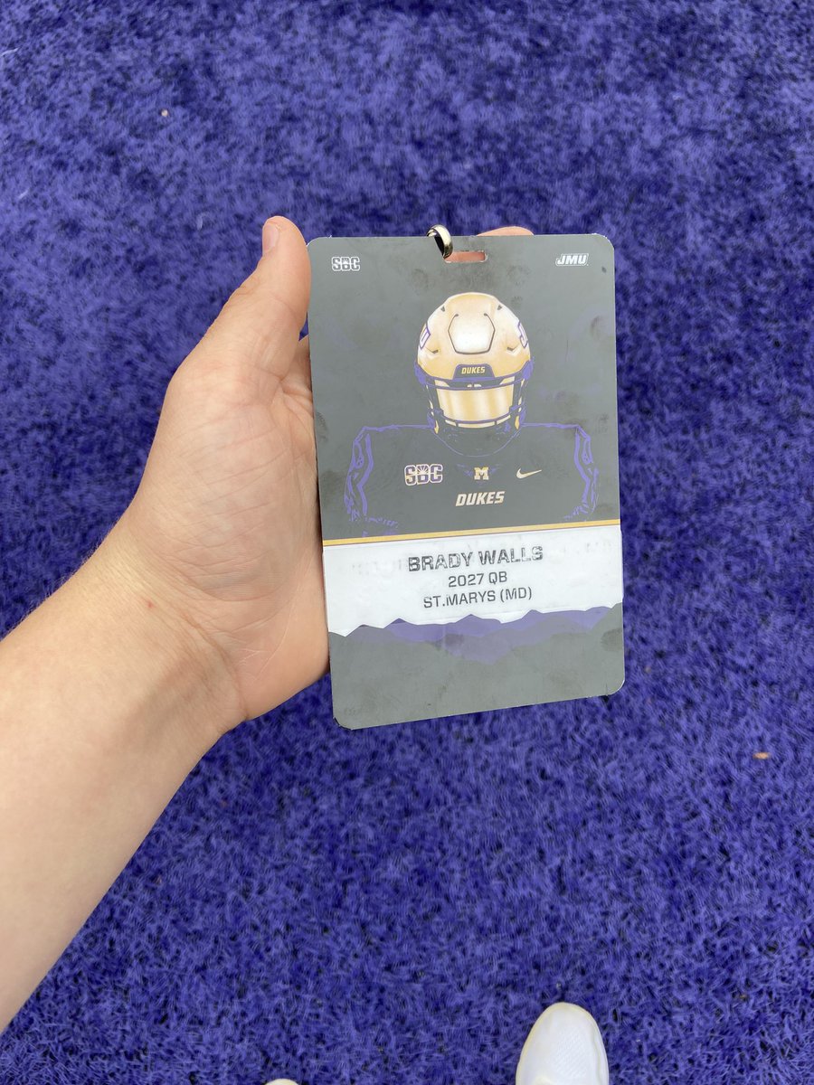 Had a great time at @JMUFootball today, loved the atmosphere and intensity. Thank you to all of the coaching staff including @CoachBobChesney and @Coach_DKennedy for an amazing time. @AlWaters15 @STMSaintsFB @QB_Factory @CoachhBarnes