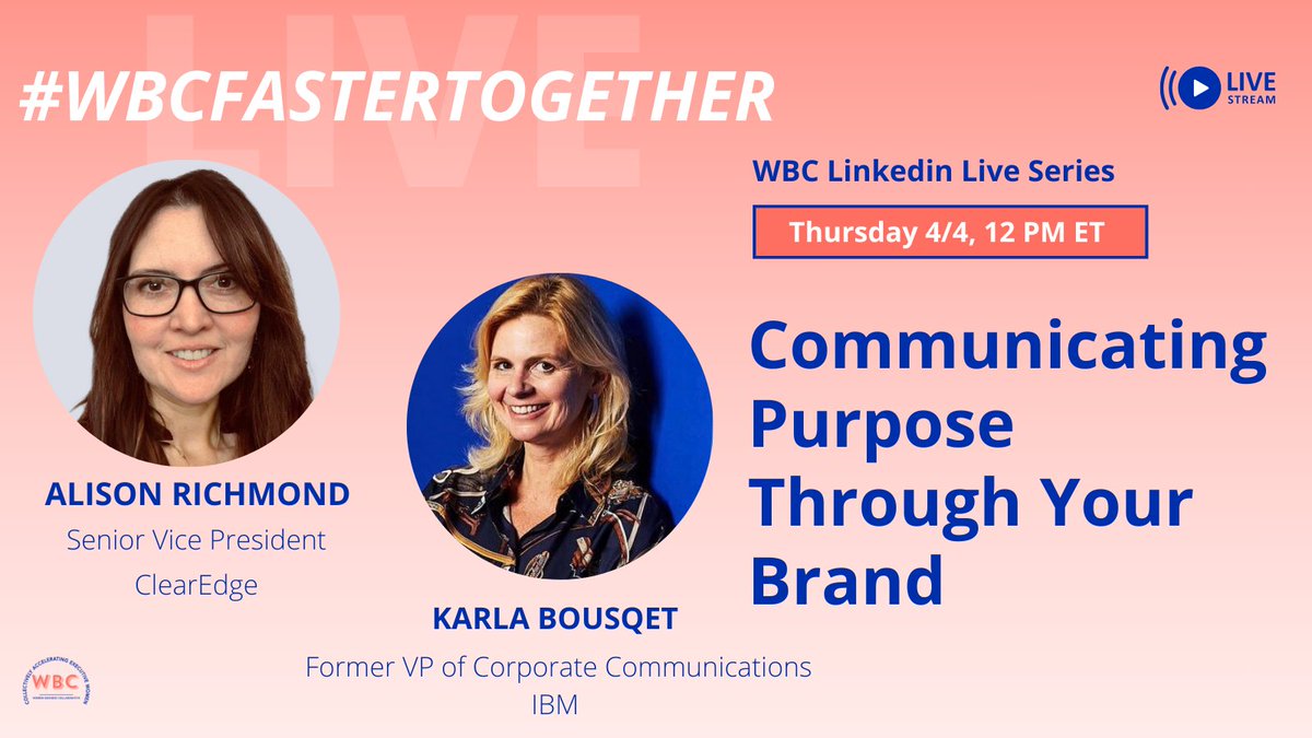 Remember to join us LIVE Thursday at 12PM ET! Alison Richmond and Karla Bousqet will be discussing the importance of 'Communicating Purpose Through Your Brand.' Tune in via YouTube, Linkedin, or X. linkedin.com/events/7179495…