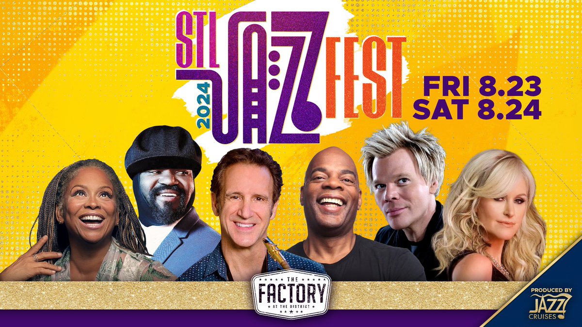 🎷🎹🎺 𝙅𝙐𝙎𝙏 𝘼𝙉𝙉𝙊𝙐𝙉𝘾𝙀𝘿 | Get ready for the 𝗦𝗧𝗟 𝗝𝗔𝗭𝗭 𝗙𝗘𝗦𝗧 on Fri. August 23 & Sat. August 24 presented by @JazzCruisesLLC feat. Gregory Porter, Alonzo Bodden, and Eric Marienthal Band and more! 🎟️ Tickets On Sale Fri (04.05) at TheFactorySTL.com