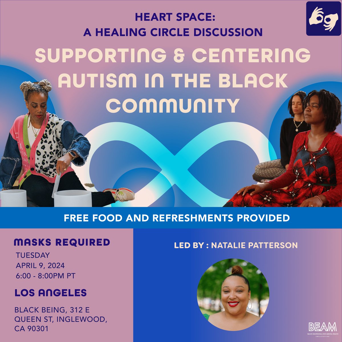 Many of us are living with or in community with folks living with Autism. It’s crucial that we support & center their experience as we are cultivating a world where Black folks of all abilities have the opportunity to thrive💜 Join the discussion in LA!: shorturl.at/fyR15