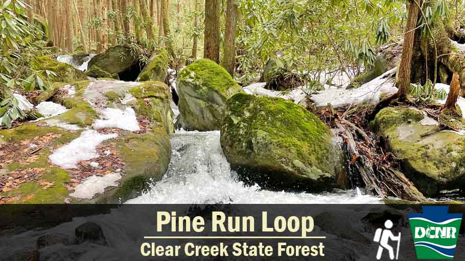 The Pine Run Loop in #ClearCreekStateForest is a 2-mile trail that explores a rocky forest and descends along a cascading stream. A one-mile loop winds through the unique rock formations. Learn more ➡ bit.ly/3uHn4w3. #TrailTuesday #GetOutdoorsPa #PaStateForests #PaWilds