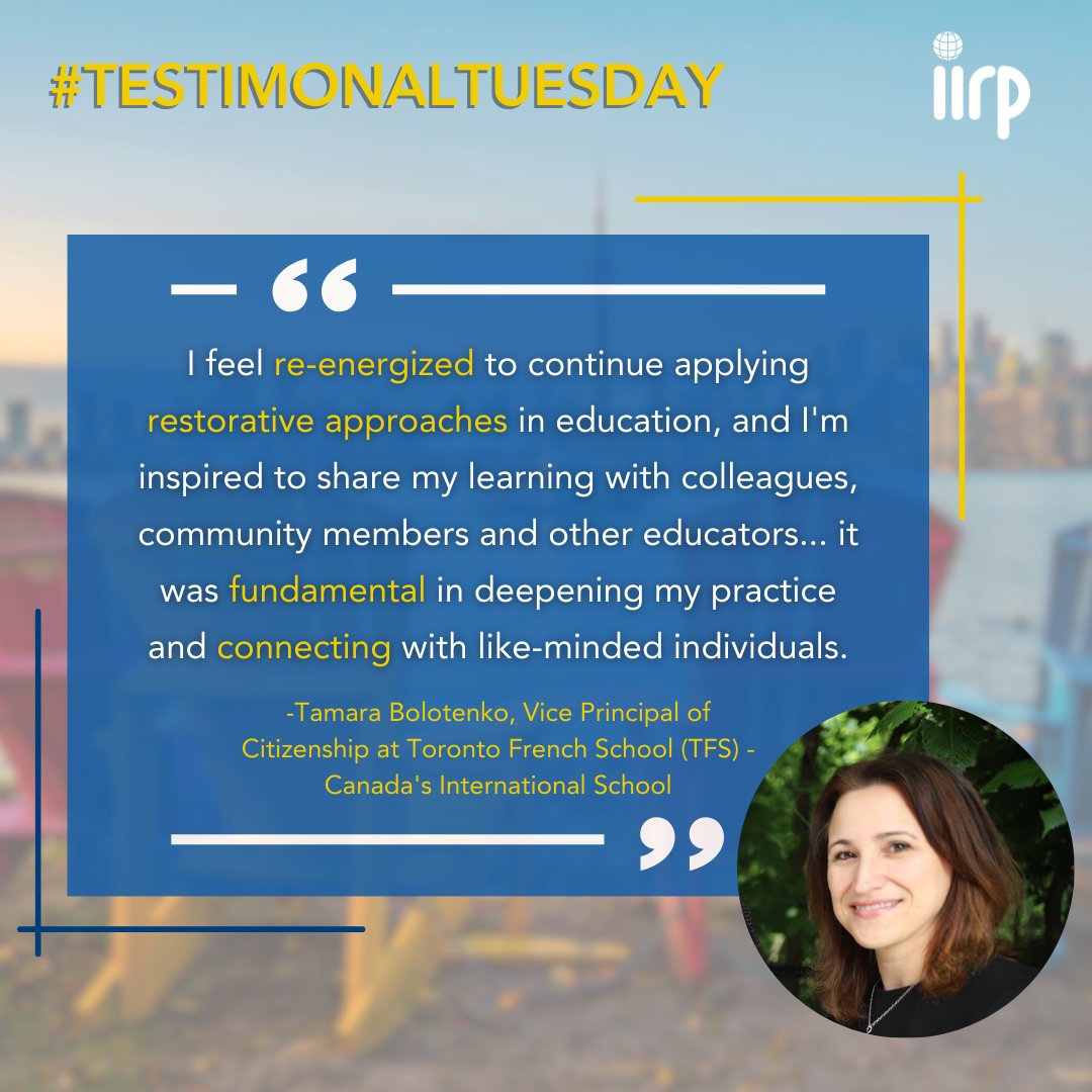 This weeks #TestimonialTuesday comes from Tamara Bolotenko😊 Bolotenko recently completed our Training of Trainers for Restorative Conferencing! See our other professional development opportunities here➡️ bit.ly/449QFcQ #IIRP #RestorativePractices #BuildingCommunity