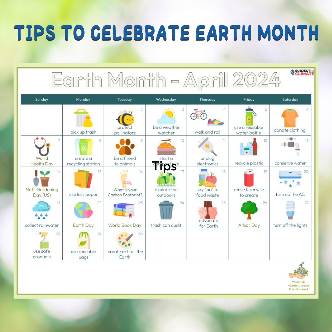 Check out these great tips and lesson ideas for Earth Month! Downloads from 'Subject to Climate' are available here, including this calendar! ➡️ subjecttoclimate.org/blog/2024-eart… #IIRP #WorldwideClimateandJusticeEducationWeek #climateandjusticeeducationweek #BuildingCommunity
