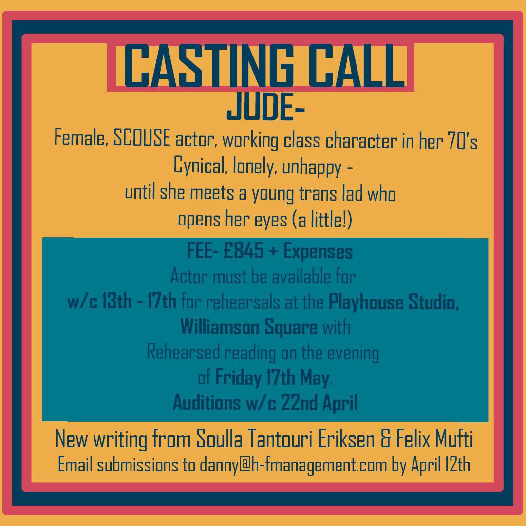 📣 CASTING CALL FOR NEW PLAY!