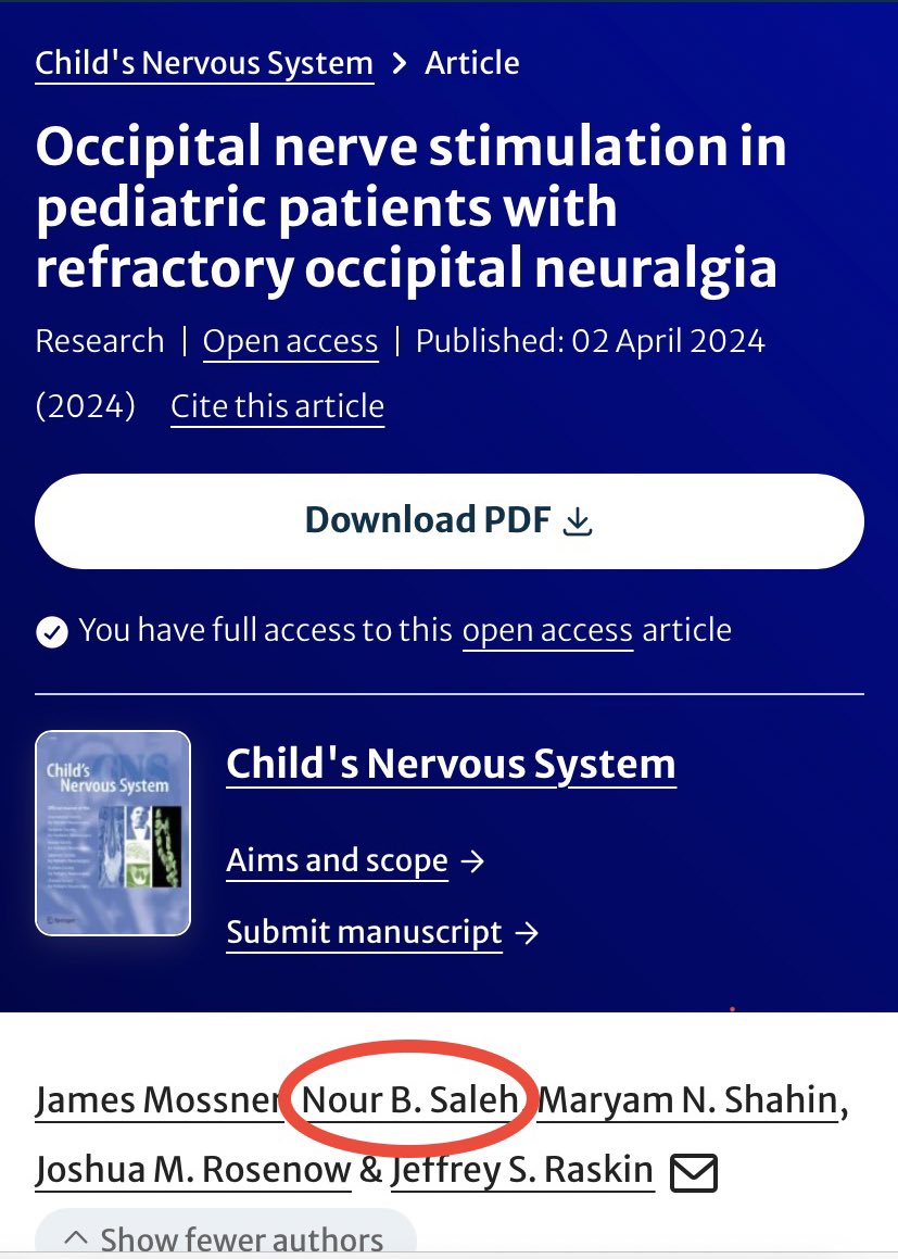 My first publication is out! 🤩🤩 Much thanks to Dr. Raskin and @jamemoss for their kind guidance and patience throughout this process! DOI: 10.1007/s00381-024-06376-x الحمد لله ❤️🧿