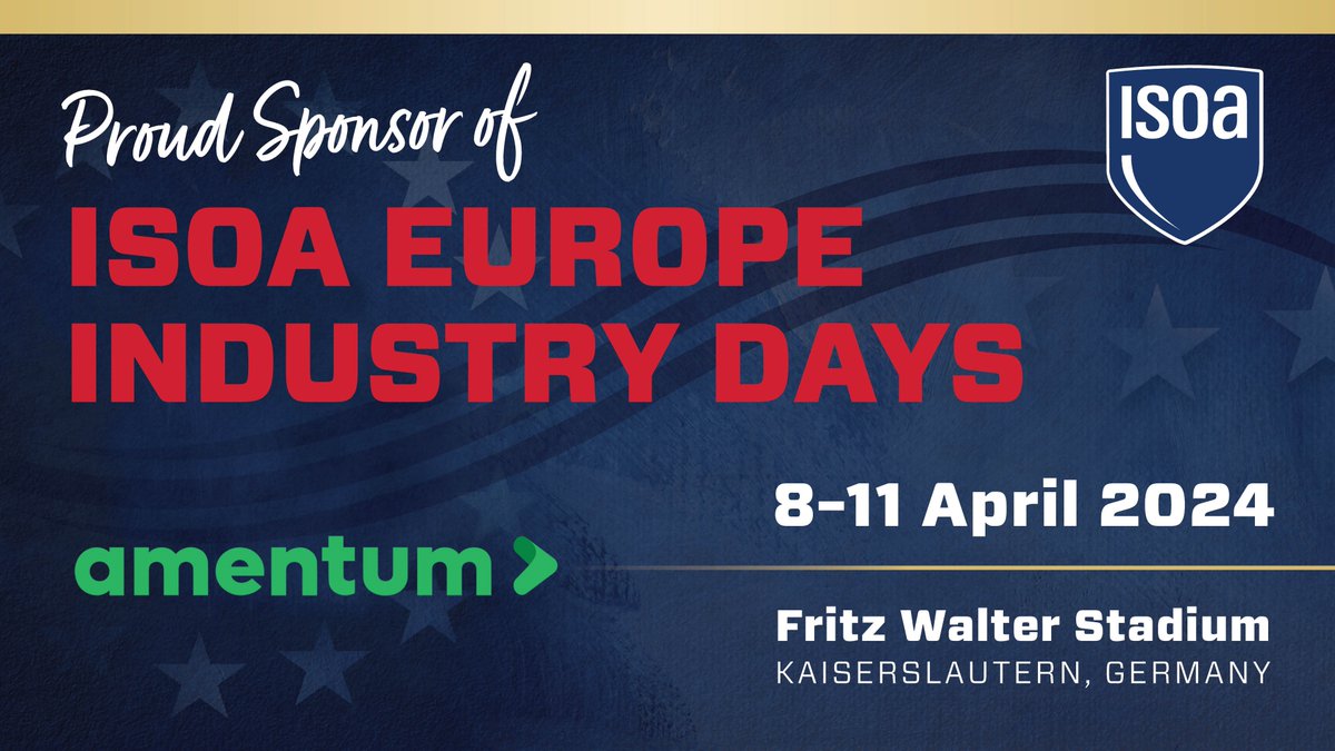 amentum_corp's tweet photo. Amentum is proud to be a sponsor and attendee of International Stability Operations Association (ISOA) Europe Industry Days on April 8th - 11th in Kaiserslautern, Germany. #WeAreAmentum #isoa #stabilityops #ISOAKTown2024 https://t.co/mLXw4rXqKf