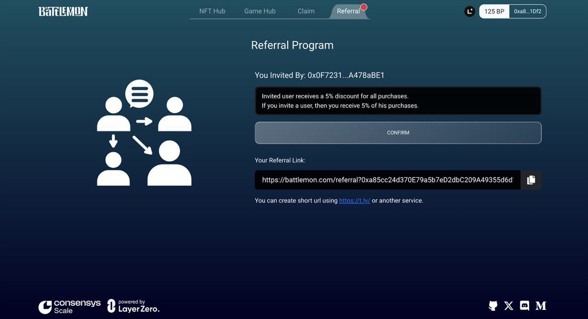 🗞️ Good News 🗞️ ✅ Referral program launched ⚠️ 10% allocated 👉 battlemon.com/referral #GameFi #NFT