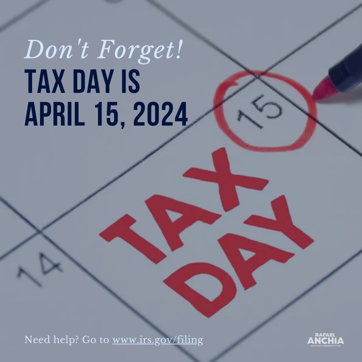 ‼️Tax Day in the U.S. is next Monday! Don't forget to file your taxes with the IRS. - Get help: irs.gov/filing/individ… (tag IRS) - Find a certified accountant: tx.cpa/resources/for-… #TxLege #TaxDay