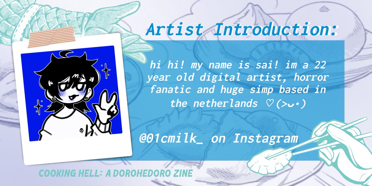 CookingHell's tweet image. Artist Introduction!
We’d like to introduce you to one of our page artists, Sai! You can find them on here and on Instagram as @01cmilk_
Sai is a digital artist from the Netherlands, who’s big into horror, and of course Dorohedoro! #dorohedoro #zine