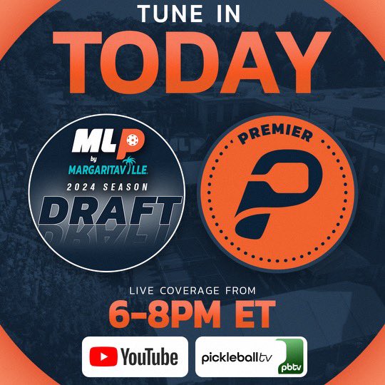 The moment we’ve all been waiting for is here 🔥 The 2024 MLP Premier Level Draft kicks off tonight at 6pm ET! 🥳 Join us for the livestream on PickleballTV with simulcasting on MLP and PPA YouTube channels from 6-8pm ET. Hosting the excitement are none other than Hannah Johns…