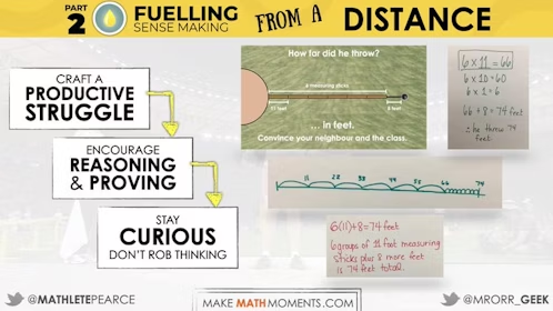 Set the conditions to Fuel Sense Making From A Distance with these key elements... Visit @MakeMathMoments website to learn more: makemathmoments.com/from-a-distance #MTBoS #iteachmath #edchat