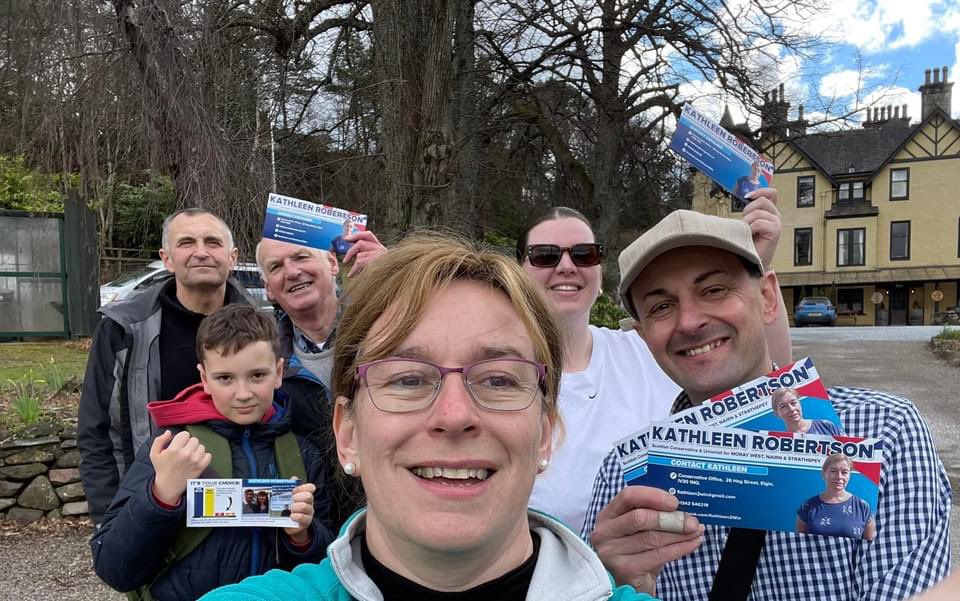 Our @women2win candidate Kathleen Robertson out canvassing in the Speyside village of Craigellachie 👍 @ScotTories @MorayTories @cwowomen