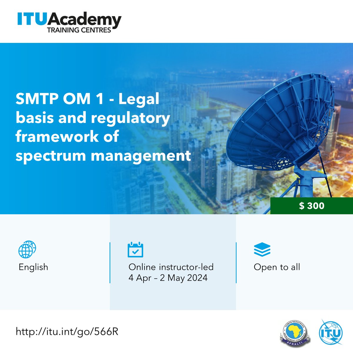 🎓#ITUacademy presents: Designed for learners within #ICT and telecom sectors who wish to enhance their knowledge & competence in spectrum management - register now to explore the legal framework & authorization processes of radio services! itu.int/go/566R