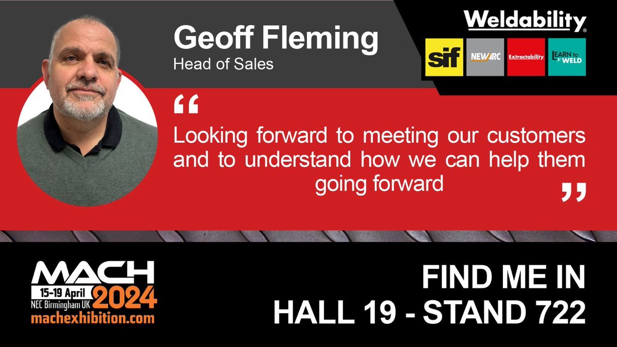 learn_to_weld's tweet image. Attending MACH conference? Make sure to stop by Hall 19 - Stand 722 to connect with the Weldability team and explore groundbreaking technologies in welding. Register for FREE: buff.ly/3TIQ0fr #manufacturing #engineering #mfg