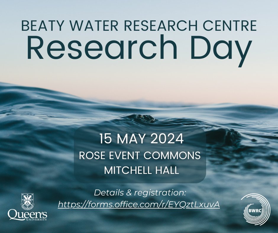 We invite you to our annual 🌊🌊 BWRC Research Day 🌊🌊 on May 15, 2024! Present a poster and/or peruse the latest water-related research occurring at Queen's University!
Registration and details here: forms.office.com/r/EYQztLxuvA 

<a href="/queensu/">Queen's University</a> <a href="/queensuResearch/">Research@Queen's University</a>