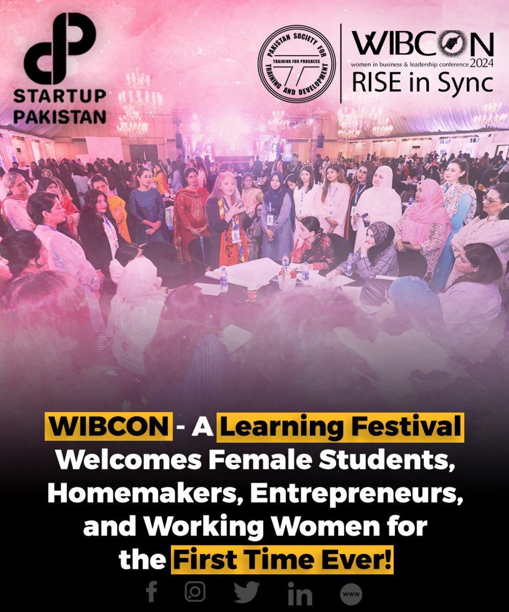 PakStartup's tweet photo. @SocialPstd proudly announces that WIBCON | RISing – A mega learning festival will be happening on 24th April 2024 at Pearl-Continental Hotel Karachi.  

Registering here ➠ https://t.co/QXhxGlDHoy 

#WIBCON #Pakistan #PSTD https://t.co/5olfUY22uF